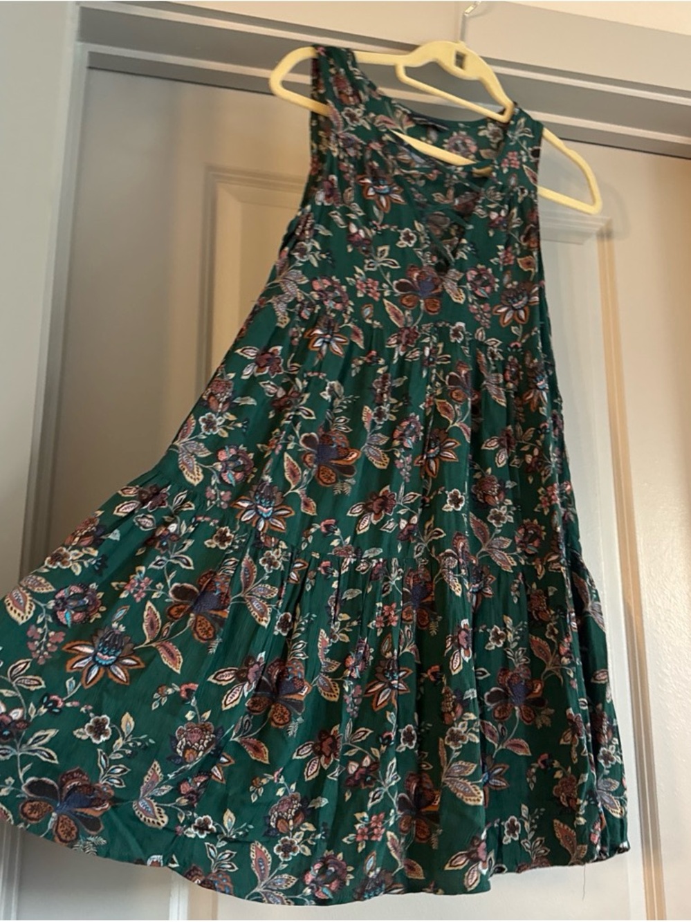American Eagle Outfitters Green Floral Skater Dress-Style Skirt